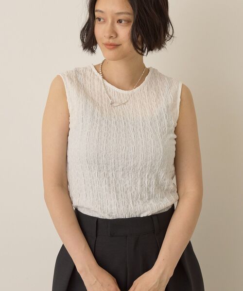 ELLIE ノースリーブジャガードトップス フクレジャガードノースリーブトップス/AMERICAN HOLIC