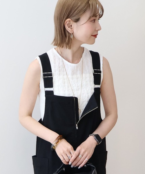AMERICAN HOLIC(アメリカンホリック)の「フクレジャガードノースリーブトップス(Tシャツ/カットソー・レディース・ブラック/ネイビー/ピンク/オフホワイト・L/M)」の2枚目の写真