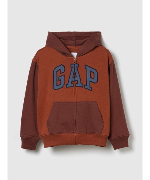 Gap ロゴパーカー gapジップパーカー茶色 GAP ギャップ の リラックスフィット GAPロゴ カラーブロック ジップアップパーカー キッズ パーカー -