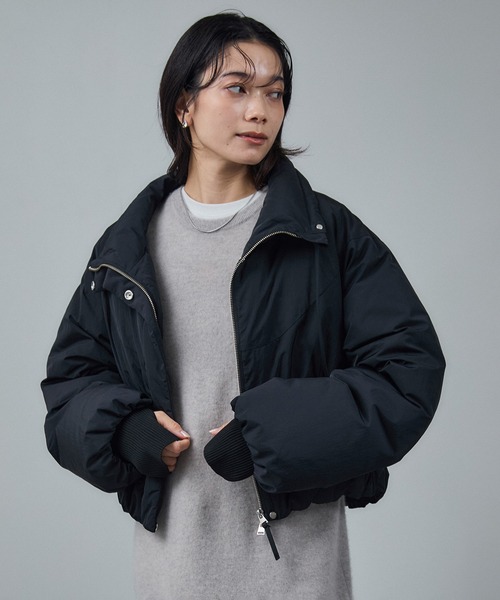 GREENDOWN（グリーンダウン）]クロップドダウンブルゾン/ 撥水加工