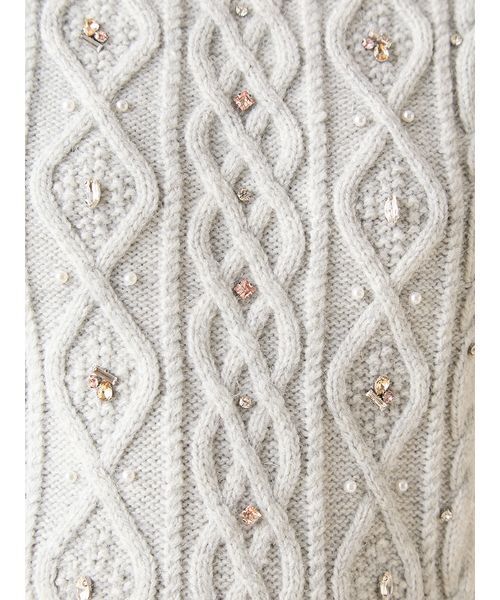 LILY BROWN（リリーブラウン）の「[L.B CANDY STOCK]シフォンリボンビジューニットトップス（ニット/セーター・レディース・グレー/イエロー/ホワイト/ブラック・F）」の15枚目の写真