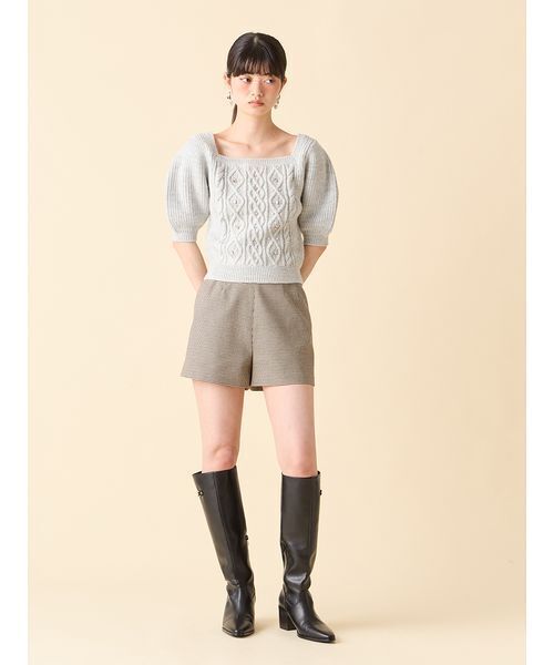 LILY BROWN（リリーブラウン）の「[L.B CANDY STOCK]シフォンリボンビジューニットトップス（ニット/セーター・レディース・グレー/イエロー/ホワイト/ブラック・F）」の16枚目の写真