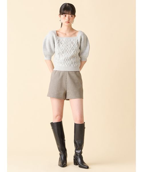 LILY BROWN（リリーブラウン）の「[L.B CANDY STOCK]シフォンリボンビジューニットトップス（ニット/セーター・レディース・グレー/イエロー/ホワイト/ブラック・F）」の17枚目の写真