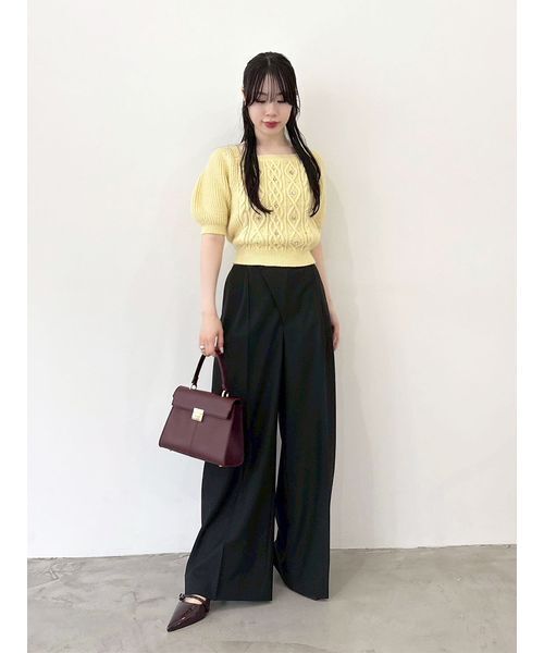 LILY BROWN（リリーブラウン）の「[L.B CANDY STOCK]シフォンリボンビジューニットトップス（ニット/セーター・レディース・グレー/イエロー/ホワイト/ブラック・F）」の20枚目の写真