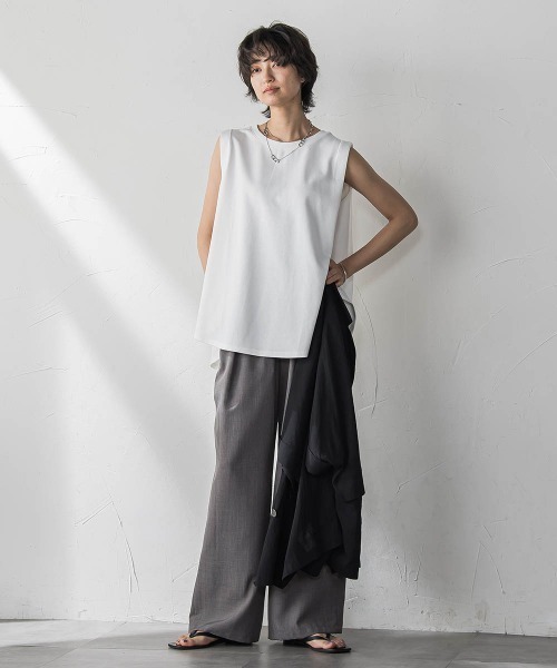 MAYSON GREY（メイソングレイ）の「パネル切替えノースリーブプルオーバー≪手洗い可能≫（Tシャツ/カットソー・レディース・チャコールグレー/オフホワイト/ベージュ・M）」の16枚目の写真