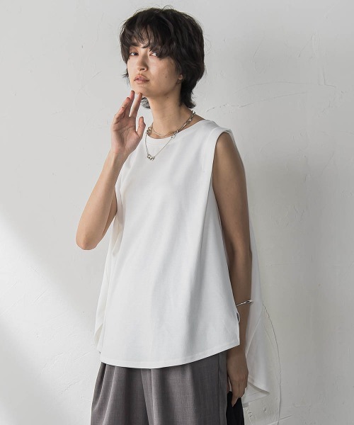 MAYSON GREY（メイソングレイ）の「パネル切替えノースリーブプルオーバー≪手洗い可能≫（Tシャツ/カットソー・レディース・チャコールグレー/オフホワイト/ベージュ・M）」の12枚目の写真