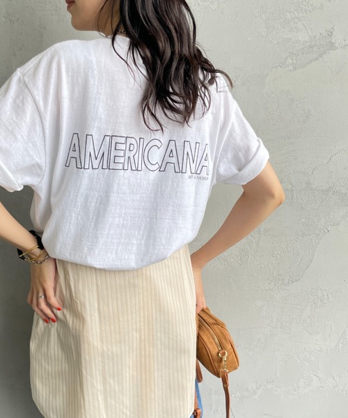 Americana/アメリカーナ] バックプリント フロッキーロゴT