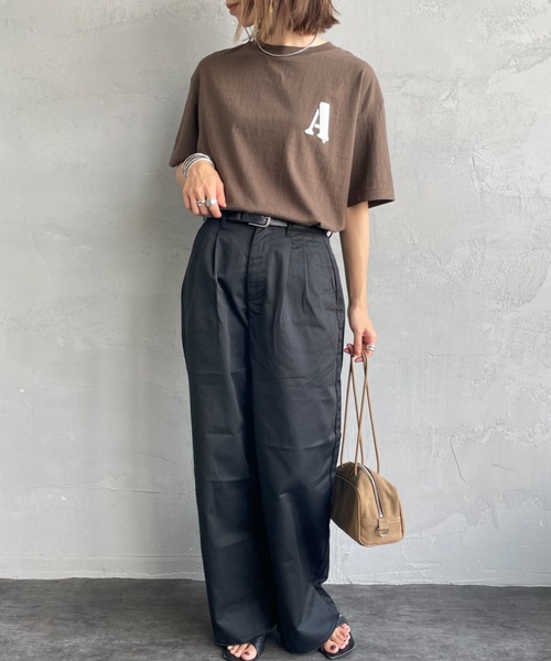 AMERICANA（アメリカーナ）の「[Americana/アメリカーナ] バックプリント フロッキーロゴＴシャツ（Tシャツ/カットソー・レディース・ダークブラウン/ネイビー/ホワイト・ONE SIZE）」の17枚目の写真