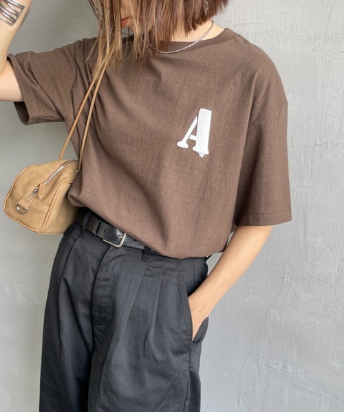 AMERICANA（アメリカーナ）の「[Americana/アメリカーナ] バックプリント フロッキーロゴＴシャツ（Tシャツ/カットソー・レディース・ダークブラウン/ネイビー/ホワイト・ONE SIZE）」の21枚目の写真