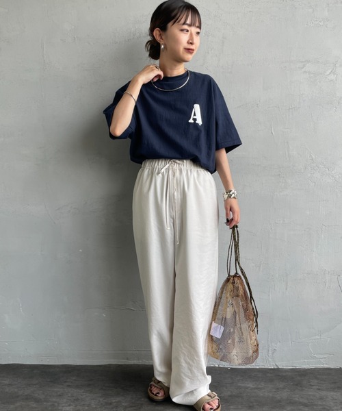 AMERICANA（アメリカーナ）の「[Americana/アメリカーナ] バックプリント フロッキーロゴＴシャツ（Tシャツ/カットソー・レディース・ダークブラウン/ネイビー/ホワイト・ONE SIZE）」の19枚目の写真