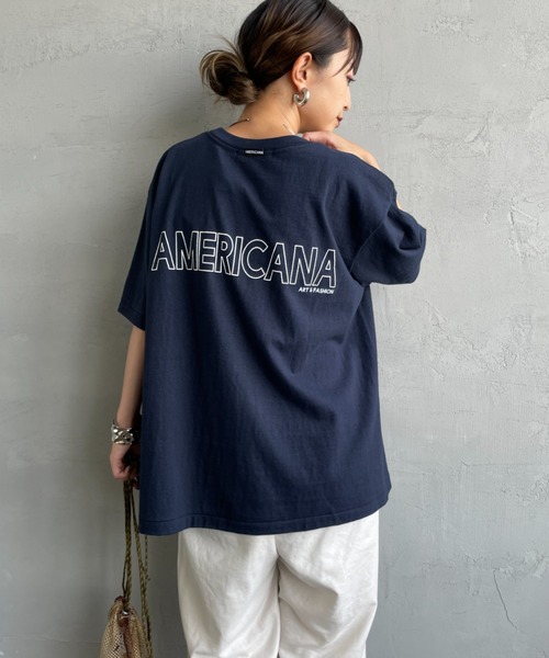 Americana/アメリカーナ] バックプリント フロッキーロゴT
