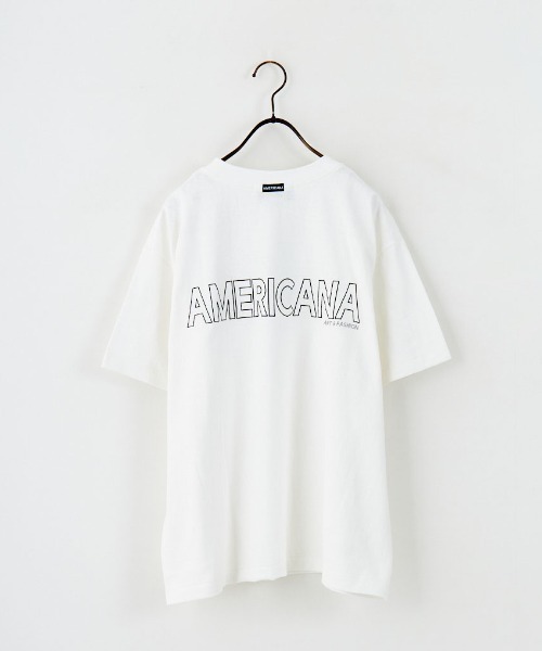 AMERICANA（アメリカーナ）の「[Americana/アメリカーナ] バックプリント フロッキーロゴＴシャツ（Tシャツ/カットソー・レディース・ダークブラウン/ネイビー/ホワイト・ONE SIZE）」の5枚目の写真