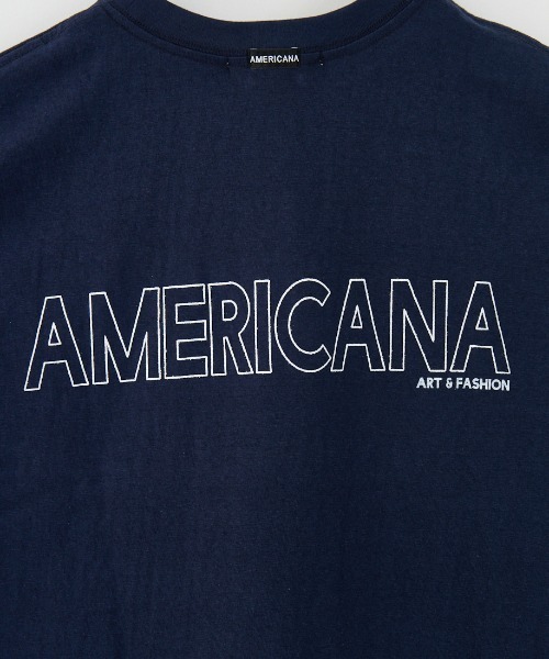 AMERICANA（アメリカーナ）の「[Americana/アメリカーナ] バックプリント フロッキーロゴＴシャツ（Tシャツ/カットソー・レディース・ダークブラウン/ネイビー/ホワイト・ONE SIZE）」の13枚目の写真