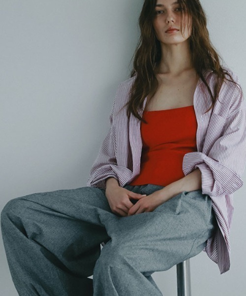 ETRE TOKYO（エトレトウキョウ）の「コットンシルクカーヴィーパンツ（その他パンツ・レディース・グレー/オフホワイト・M/S）」の5枚目の写真