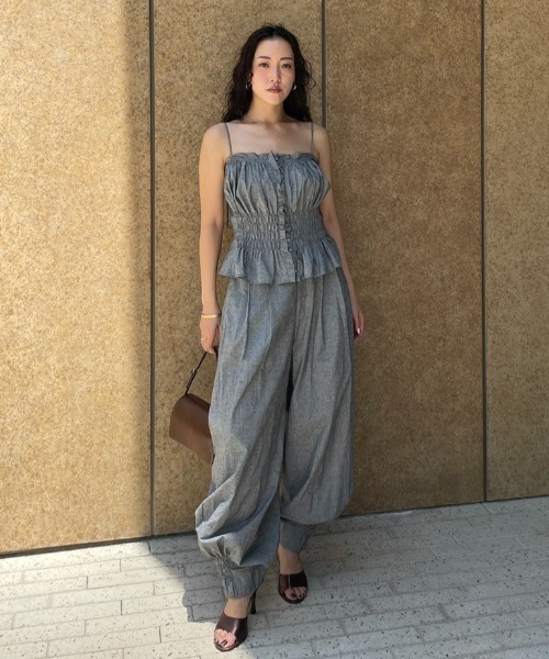 ETRE TOKYO（エトレトウキョウ）の「コットンシルクカーヴィーパンツ（その他パンツ・レディース・グレー/オフホワイト・M/S）」の13枚目の写真