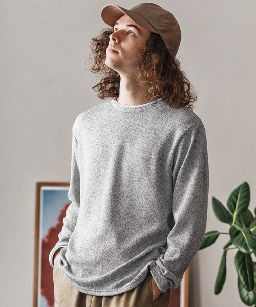 CAMBIO(カンビオ)の「mlt5348- メランジ×フライスフェイクレイヤードネックロンT(CA02-55209)(Tシャツ/カットソー・メンズ・グレー/ブラック・XL/L/M)」の2枚目の写真