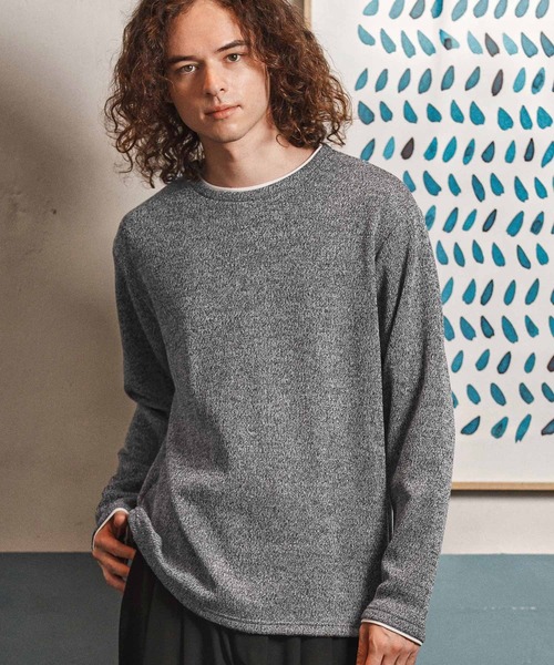 セール】mlt5348- メランジ×フライスフェイクレイヤードネックロンT