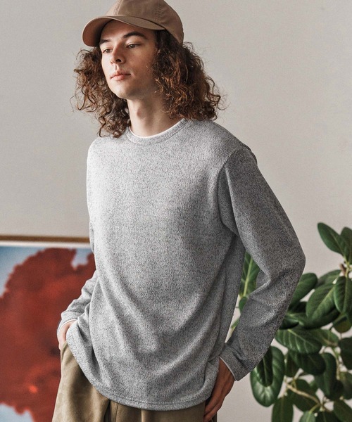 CAMBIO(カンビオ)の「mlt5348- メランジ×フライスフェイクレイヤードネックロンT(CA02-55209)(Tシャツ/カットソー・メンズ・グレー/ブラック・XL/L/M)」の3枚目の写真