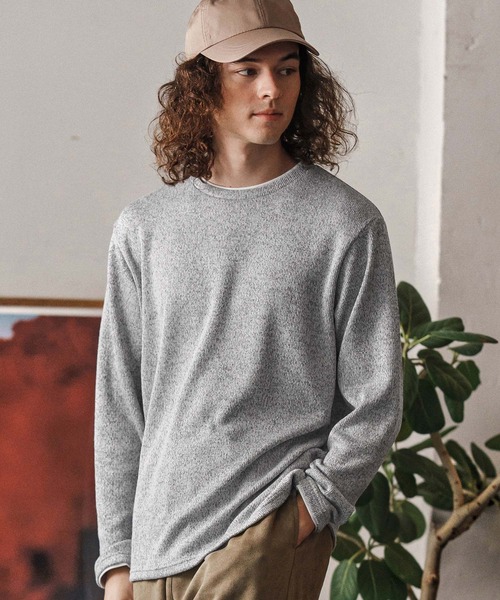 CAMBIO(カンビオ)の「mlt5348- メランジ×フライスフェイクレイヤードネックロンT(CA02-55209)(Tシャツ/カットソー・メンズ・グレー/ブラック・XL/L/M)」の4枚目の写真