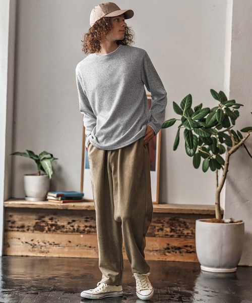 CAMBIO(カンビオ)の「mlt5348- メランジ×フライスフェイクレイヤードネックロンT(CA02-55209)(Tシャツ/カットソー・メンズ・グレー/ブラック・XL/L/M)」の6枚目の写真