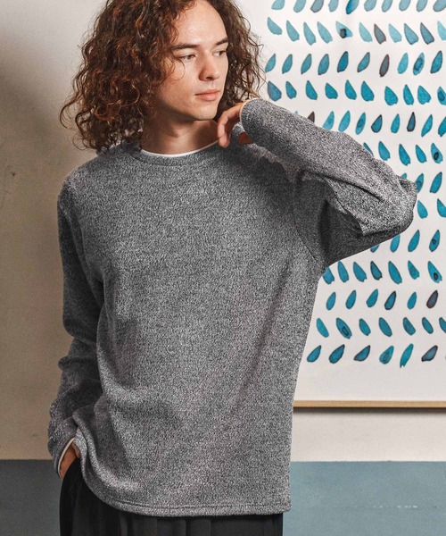 CAMBIO(カンビオ)の「mlt5348- メランジ×フライスフェイクレイヤードネックロンT(CA02-55209)(Tシャツ/カットソー・メンズ・グレー/ブラック・XL/L/M)」の8枚目の写真