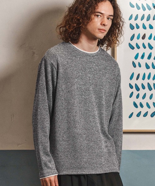 CAMBIO(カンビオ)の「mlt5348- メランジ×フライスフェイクレイヤードネックロンT(CA02-55209)(Tシャツ/カットソー・メンズ・グレー/ブラック・XL/L/M)」の9枚目の写真