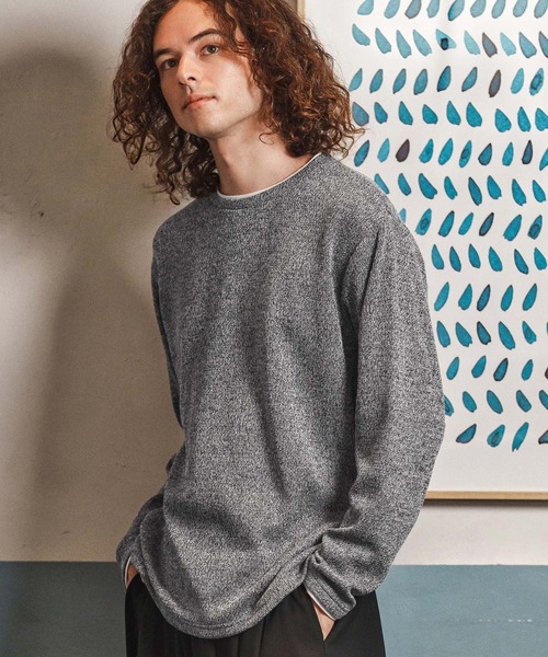 CAMBIO(カンビオ)の「mlt5348- メランジ×フライスフェイクレイヤードネックロンT(CA02-55209)(Tシャツ/カットソー・メンズ・グレー/ブラック・XL/L/M)」の10枚目の写真