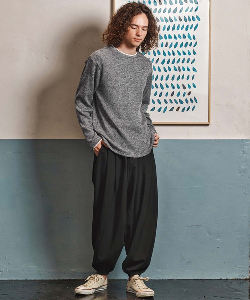 CAMBIO(カンビオ)の「mlt5348- メランジ×フライスフェイクレイヤードネックロンT(CA02-55209)(Tシャツ/カットソー・メンズ・グレー/ブラック・XL/L/M)」の11枚目の写真