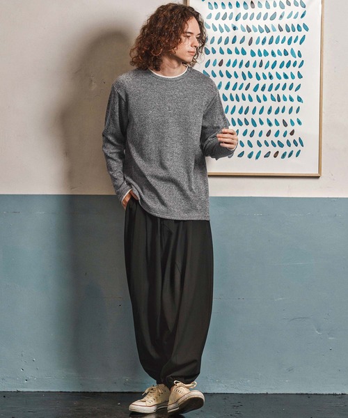CAMBIO(カンビオ)の「mlt5348- メランジ×フライスフェイクレイヤードネックロンT(CA02-55209)(Tシャツ/カットソー・メンズ・グレー/ブラック・XL/L/M)」の12枚目の写真