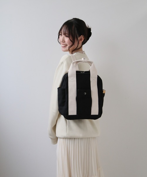 BACKYARD FAMILY（バックヤードファミリー）の「キャンバスリュック（バックパック/リュック・レディース・ネイビー/ブラック×ブラック・FREE）」の4枚目の写真