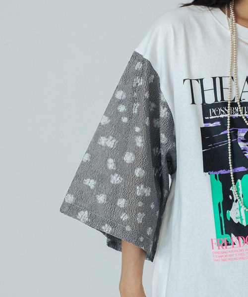 OKIRAKU（オキラク）の「(OKIRAKU×ROSEBUD)FLOWER SLEEVE GRAPHIC TOP（Tシャツ/カットソー・レディース・ホワイト/グレー・ONE SIZE）」の8枚目の写真