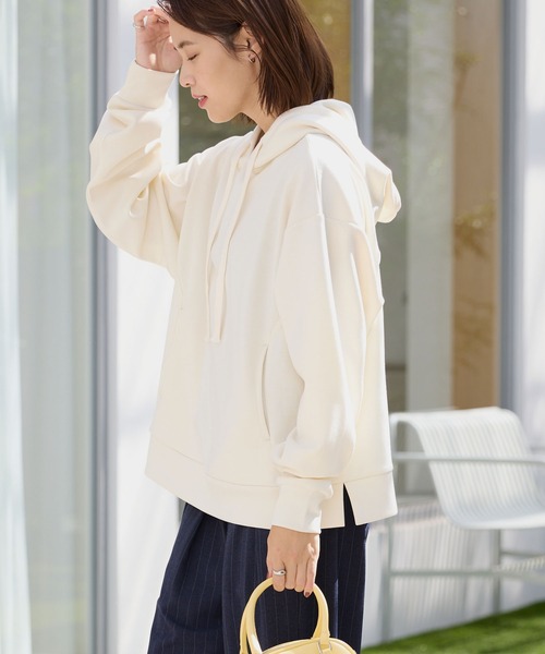 オーバーサイズ サイドスリット ソフトダンボールニットパーカー【THE