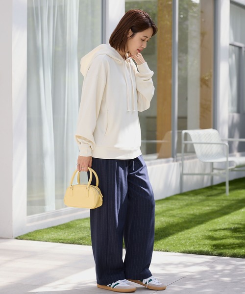 オーバーサイズ サイドスリット ソフトダンボールニットパーカー【THE