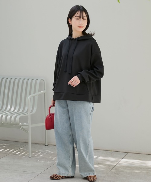 オーバーサイズ サイドスリット ソフトダンボールニットパーカー【THE