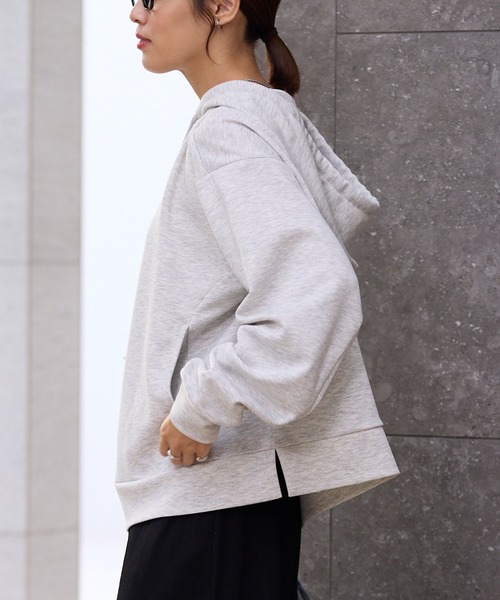 オーバーサイズ サイドスリット ソフトダンボールニットパーカー【THE