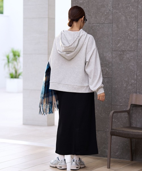 オーバーサイズ サイドスリット ソフトダンボールニットパーカー【THE