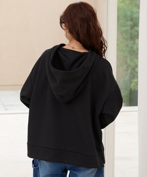 オーバーサイズ サイドスリット ソフトダンボールニットパーカー【THE