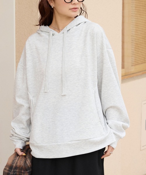 THE CRAFT CREW PRODUCTS(ザクラフトクループロダクツ)の「オーバーサイズ サイドスリット ソフトダンボールニットパーカー【THE CRAFT CREW PRODUCTS】(パーカー・レディース・ブラック/ライトグレー/アイボリー・M/L)」の21枚目の写真