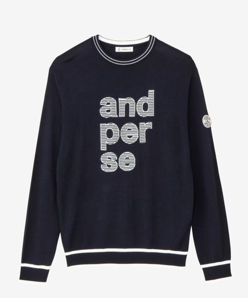 【新品・未使用】and per se ネイビー セーター M サイズ：M AND PER SE アンパスィ 2025年モデル クルーネック 長袖