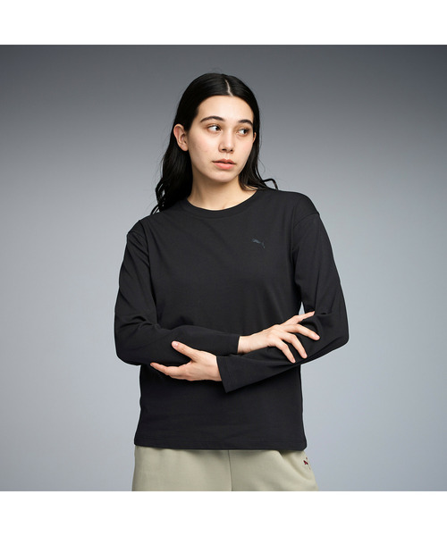 PUMA(プーマ)の「PUMA プーマ ウィメンズ ESS MX キャットロゴ リラックスド 長袖 Tシャツ(Tシャツ/カットソー・レディース・ホワイト/ブラック・SMALL/X-LARGE/LARGE/MEDIUM)」の2枚目の写真