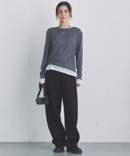 Doux archives(ドゥアルシーヴ)の「レイヤード風ロンTee(Tシャツ/カットソー・レディース・チャコールグレー/オフホワイト/サックスブルー・FREE)」の17枚目の写真