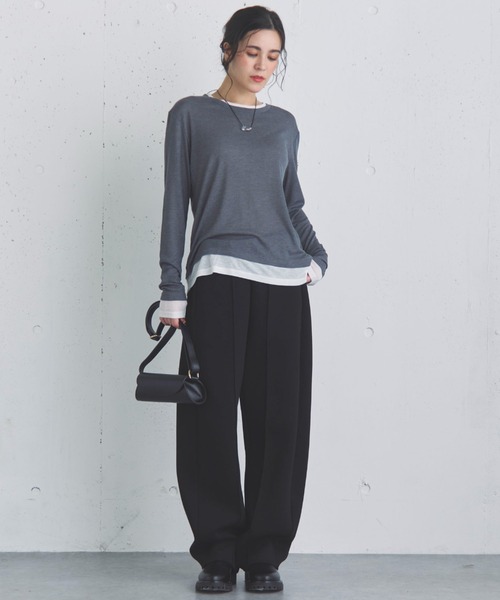 Doux archives(ドゥアルシーヴ)の「レイヤード風ロンTee(Tシャツ/カットソー・レディース・チャコールグレー/オフホワイト/サックスブルー・FREE)」の18枚目の写真
