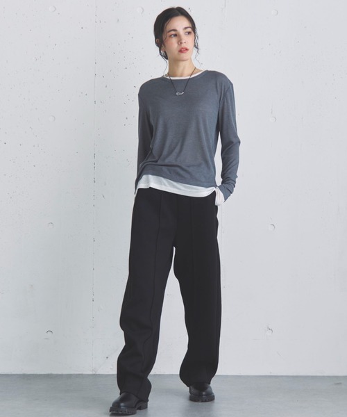 Doux archives(ドゥアルシーヴ)の「レイヤード風ロンTee(Tシャツ/カットソー・レディース・チャコールグレー/オフホワイト/サックスブルー・FREE)」の19枚目の写真
