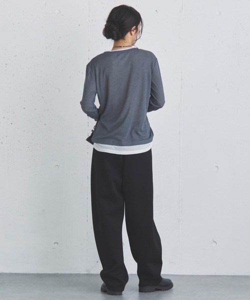Doux archives(ドゥアルシーヴ)の「レイヤード風ロンTee(Tシャツ/カットソー・レディース・チャコールグレー/オフホワイト/サックスブルー・FREE)」の22枚目の写真