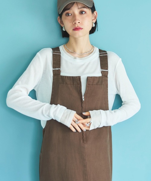 Doux archives(ドゥアルシーヴ)の「レイヤード風ロンTee(Tシャツ/カットソー・レディース・チャコールグレー/オフホワイト/サックスブルー・FREE)」の12枚目の写真