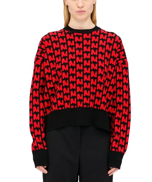 MSGM（エムエスジーエム）の「【NEW】「TheMwave」モノグラムジャガードニット（ニット/セーター・レディース・ブルー系/ブラック×レッド・S/XS）」の5枚目の写真