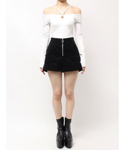 GYDA(ジェイダ)の「Symmetry GYDAラメコーデュロイショートパンツ(その他パンツ・レディース・ベージュ/ブラック・FREE)」の11枚目の写真