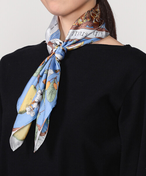 manipuri(マニプリ)の「manipuri | シルクスカーフ アンティークレシピ 65×65 WOMEN(バンダナ/スカーフ・レディース・ブルー/ライトグリーン・ONE)」の7枚目の写真