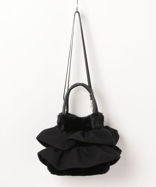 超美品　マダムヒロコ　牛革　2ウェイショルダーバッグ　ハンドバッグ　レザーフリル マダムヒロコ 牛革 2ウェイショルダーバッグ ハンドバッグ レザー