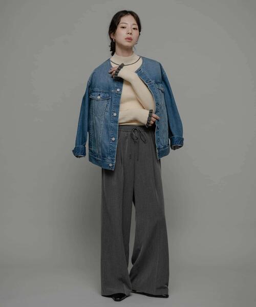 URBAN RESEARCH Sonny Label(アーバンリサーチサニーレーベル)の「袖口フリルハイネックプルオーバー(ニット/セーター・レディース・オフホワイト/グレー/ミント/ベージュ系その他/ネイビー×ホワイト・FREE)」の7枚目の写真
